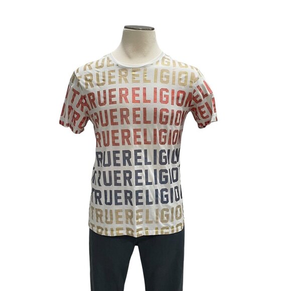 True Religion Graphic Logo T-Shirt M Casual Streetwear All-Over Graphic Trendy - Picture 6 of 8